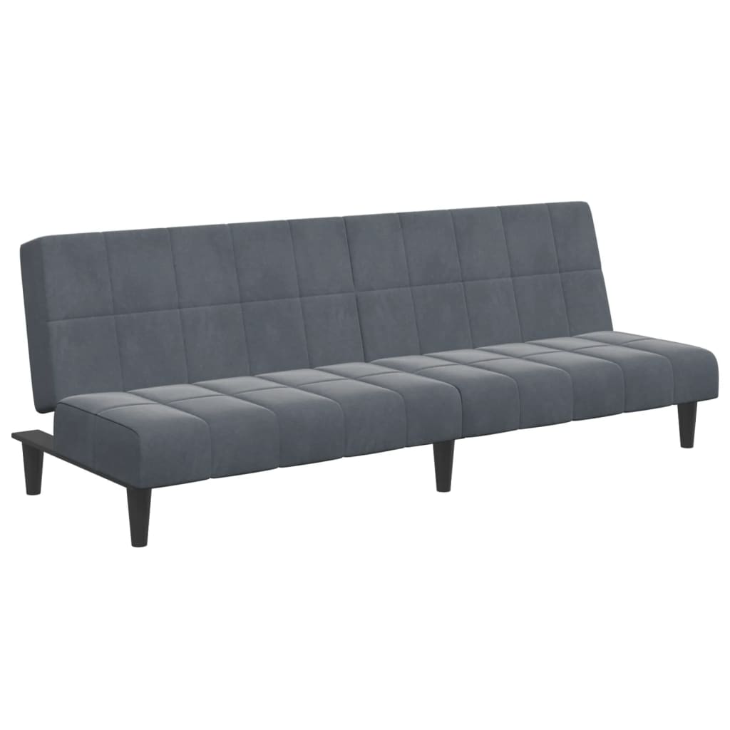Schlafsofa 2-Sitzer mit Fußhocker Dunkelgrau Samt