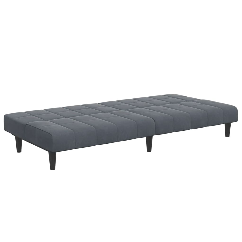 Schlafsofa 2-Sitzer mit Fußhocker Dunkelgrau Samt