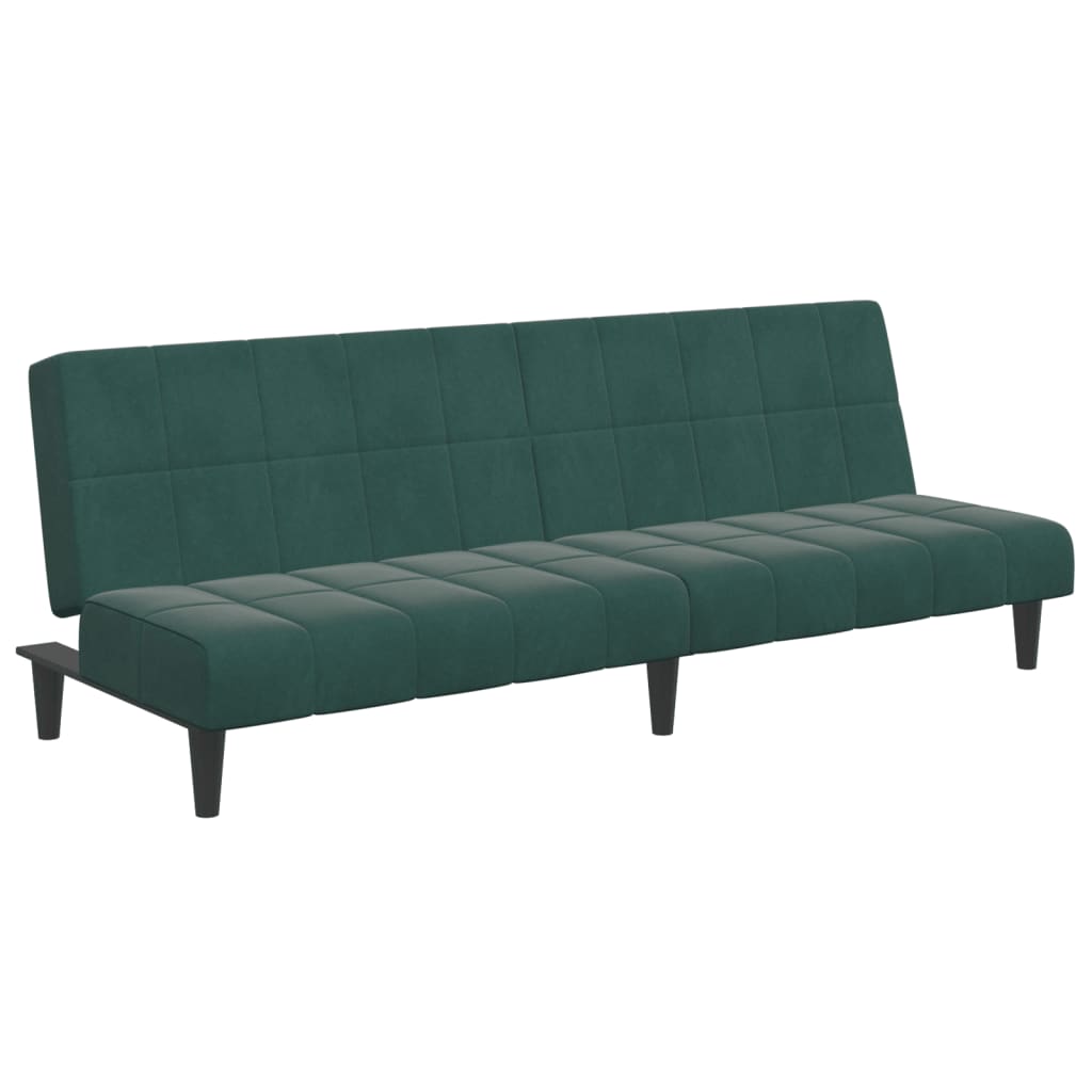 Schlafsofa 2-Sitzer mit Fußhocker Dunkelgrün Samt