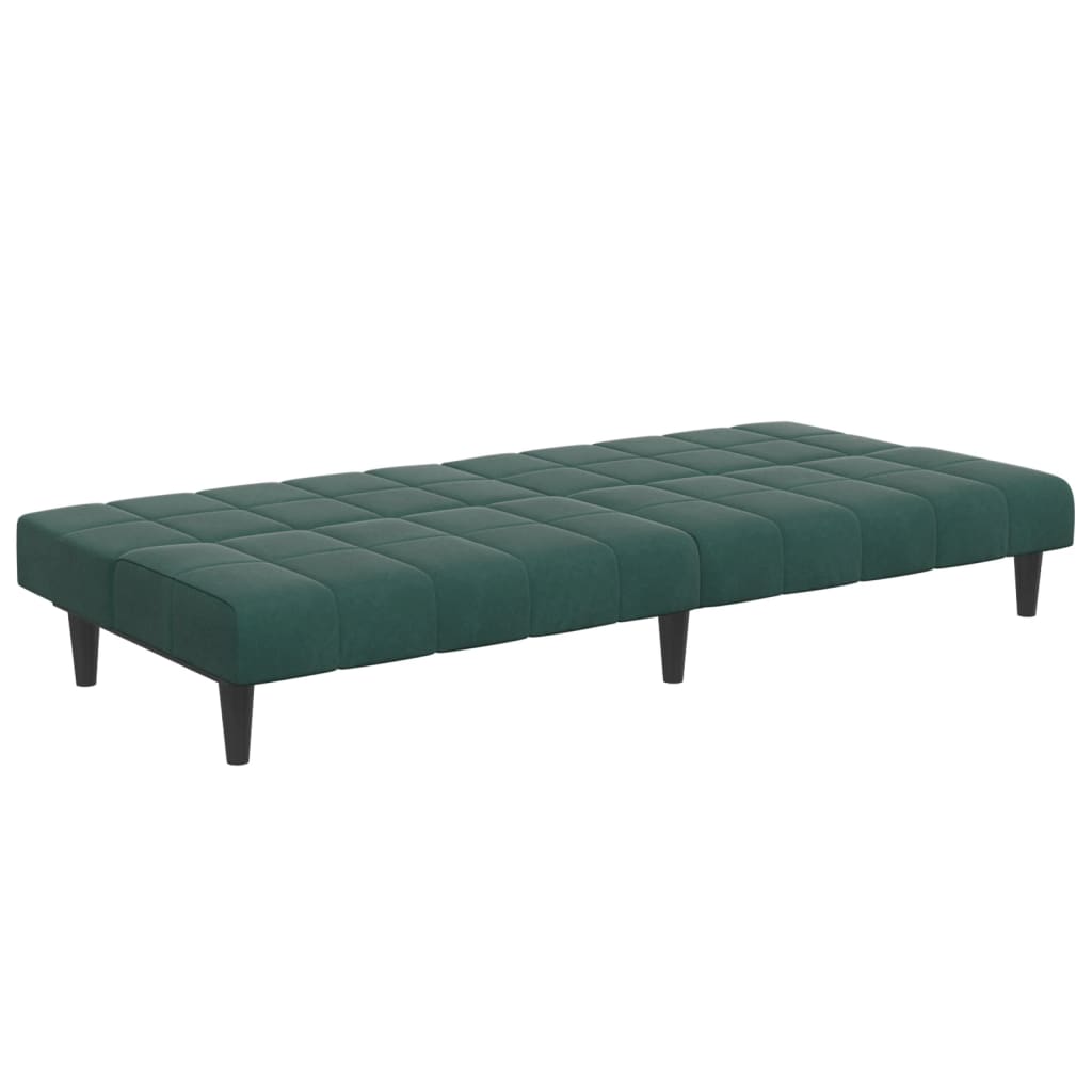 Schlafsofa 2-Sitzer mit Fußhocker Dunkelgrün Samt