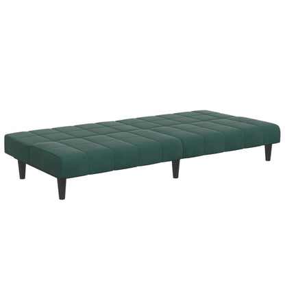 Schlafsofa 2-Sitzer mit Fußhocker Dunkelgrün Samt