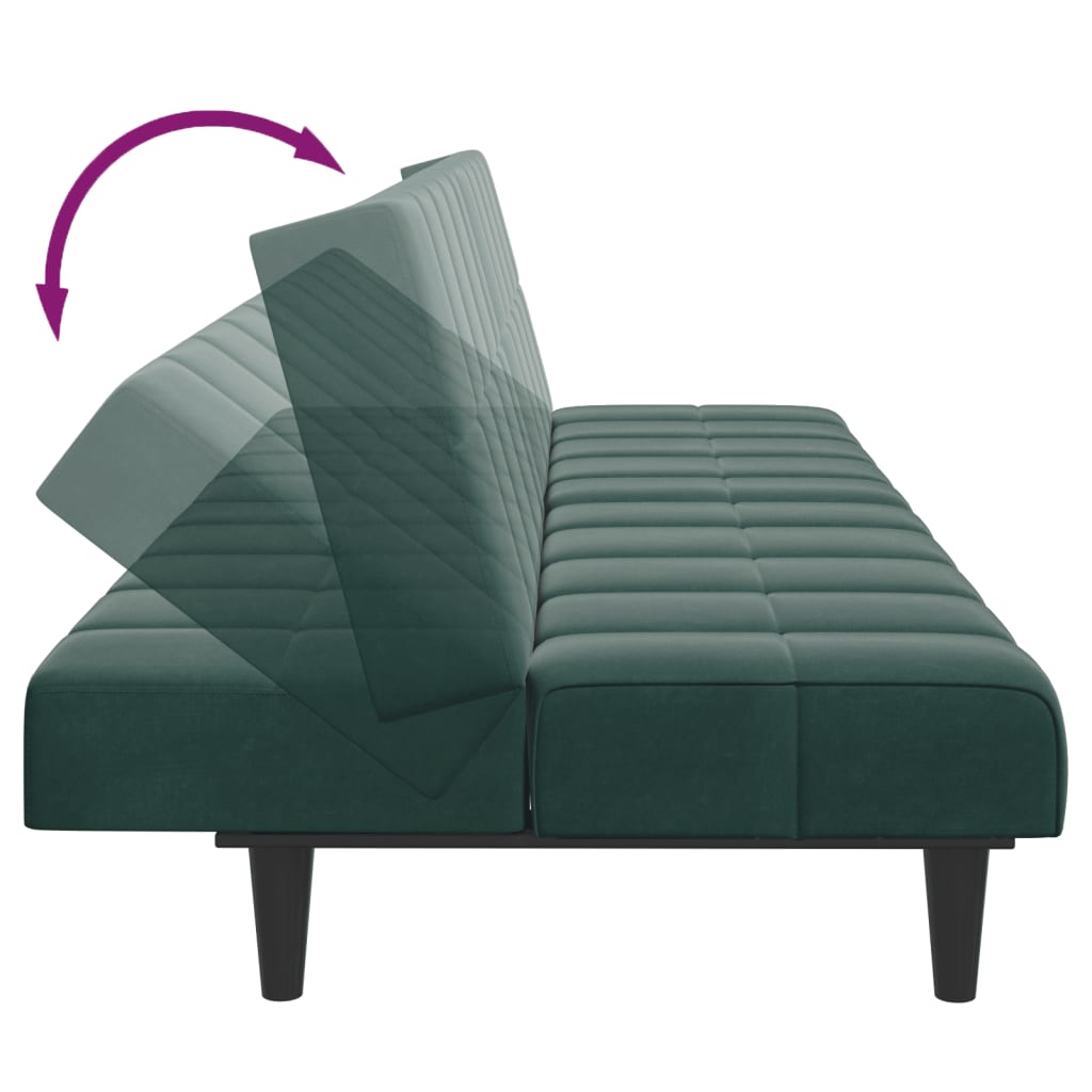 Schlafsofa 2-Sitzer mit Fußhocker Dunkelgrün Samt