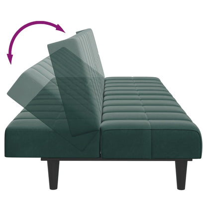 Schlafsofa 2-Sitzer mit Fußhocker Dunkelgrün Samt