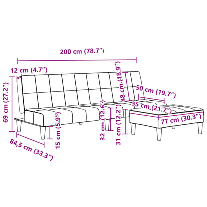 Schlafsofa 2-Sitzer mit Fußhocker Dunkelgrün Samt