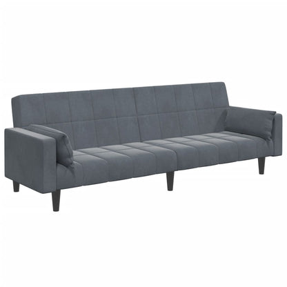 Schlafsofa 2-Sitzer mit Fußhocker Dunkelgrau Samt