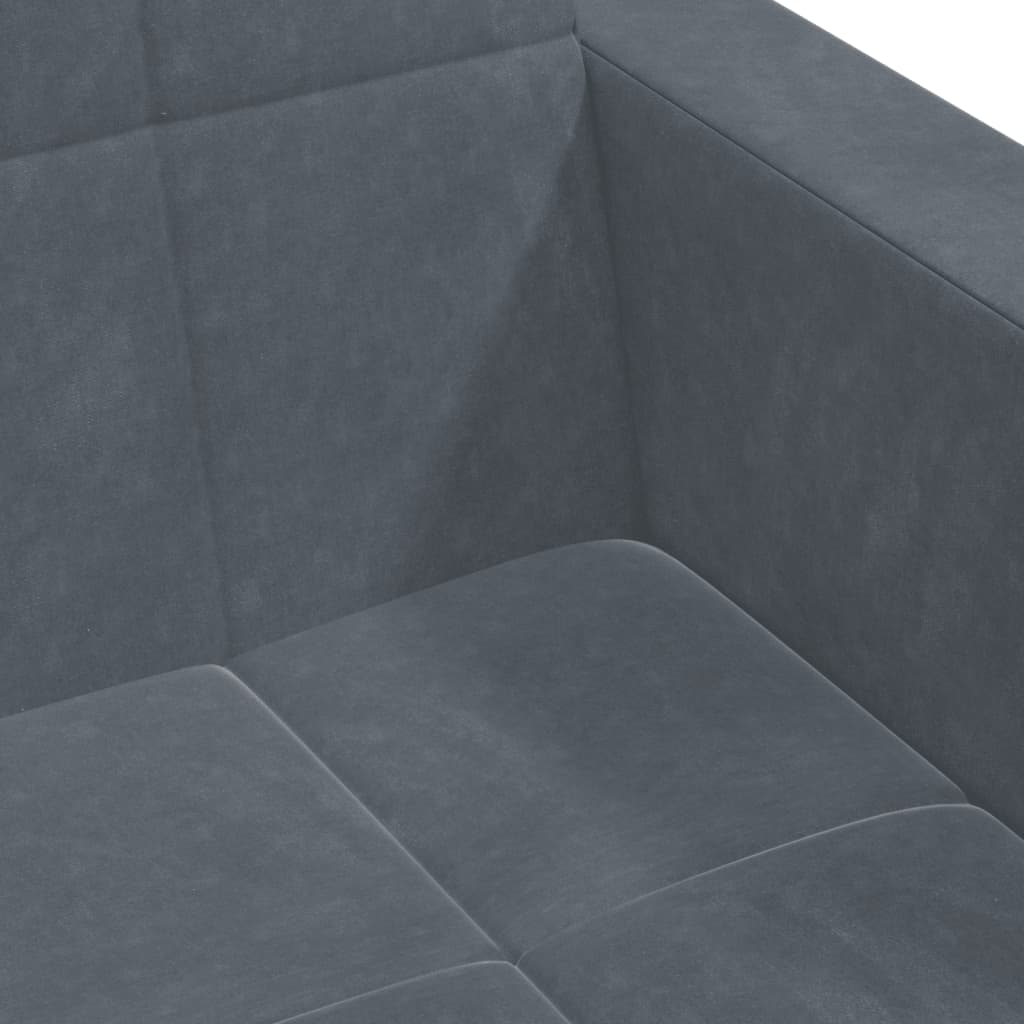 Schlafsofa 2-Sitzer mit Fußhocker Dunkelgrau Samt