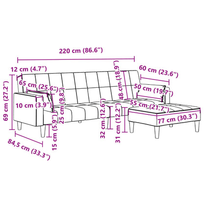 Schlafsofa 2-Sitzer mit Fußhocker Gelb Samt