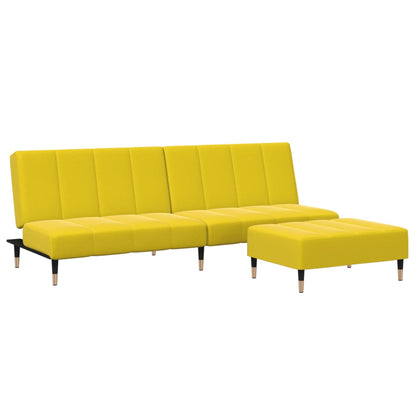 Schlafsofa 2-Sitzer mit Fußhocker Gelb Samt
