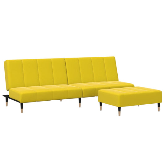 Schlafsofa 2-Sitzer mit Fußhocker Gelb Samt