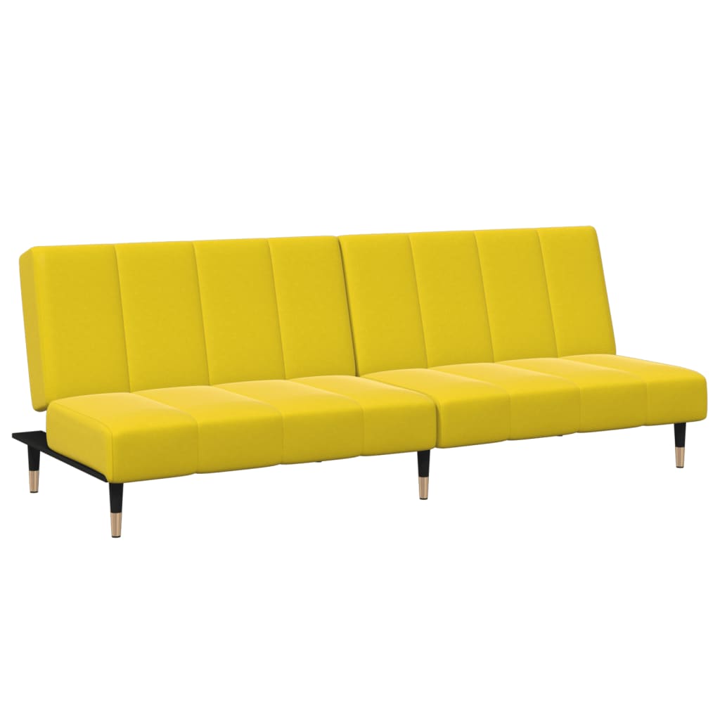 Schlafsofa 2-Sitzer mit Fußhocker Gelb Samt