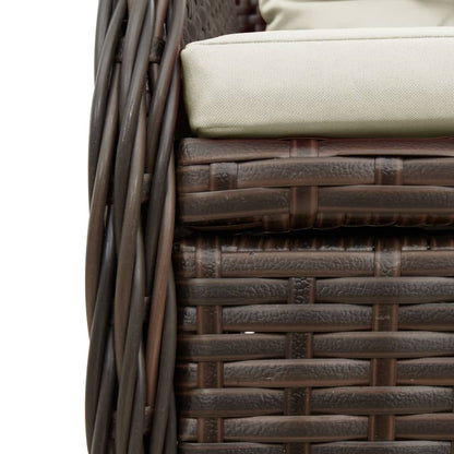 3-tlg. Garten-Essgruppe mit Kissen Braun Poly Rattan