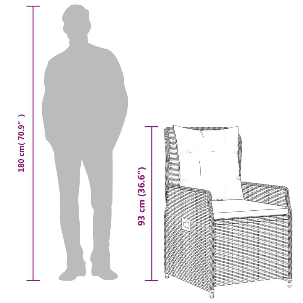 5-tlg. Garten-Essgruppe mit Kissen Braun Poly Rattan