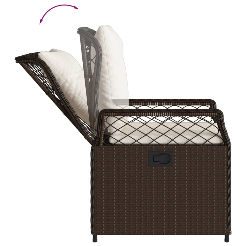5-tlg. Garten-Essgruppe mit Kissen Braun Poly Rattan