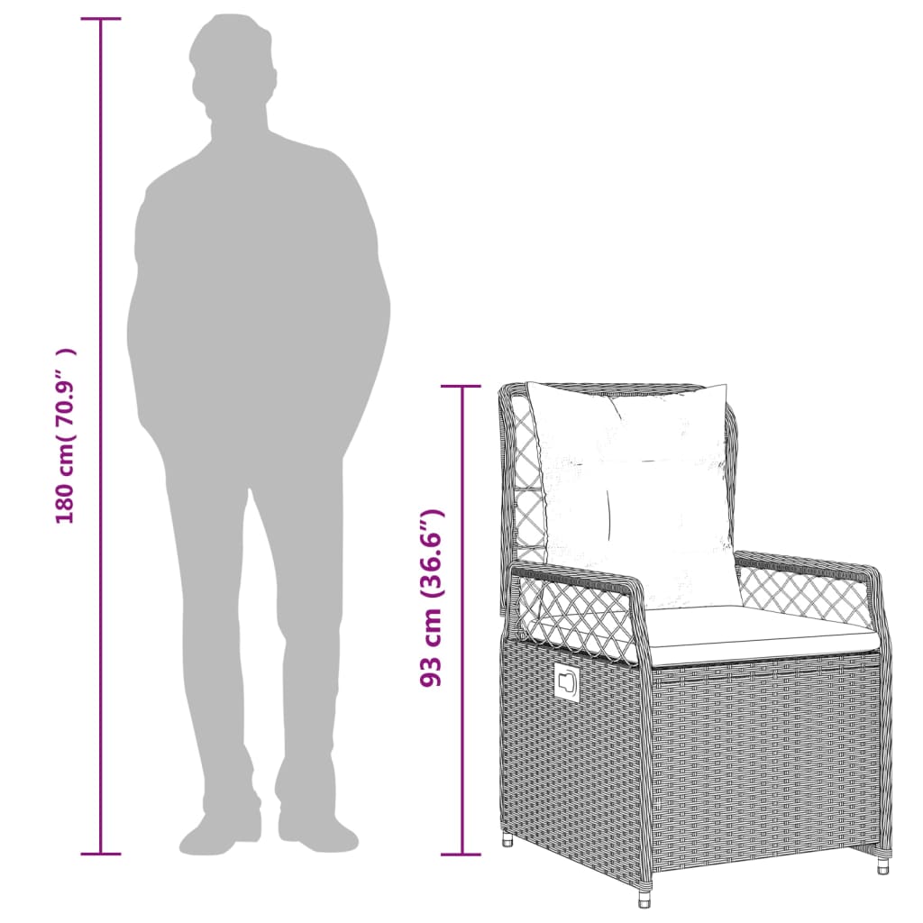 5-tlg. Garten-Essgruppe mit Kissen Hellgrau Poly Rattan