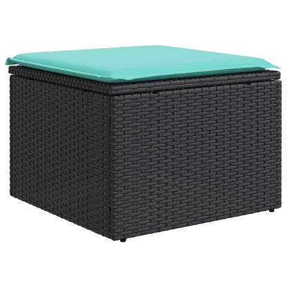 6-teiliges Gartensofa-Set mit Kissen, schwarzes Polyrattan