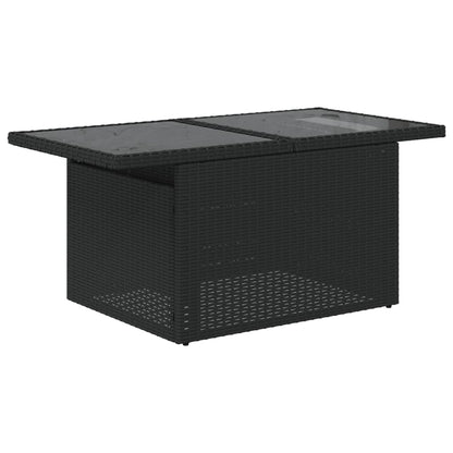 6-teiliges Gartensofa-Set mit Kissen, schwarzes Polyrattan