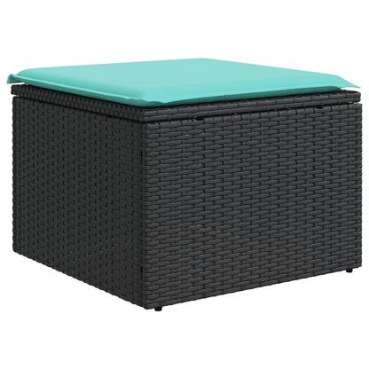 8-teiliges Gartensofa-Set mit Kissen, schwarzes Polyrattan