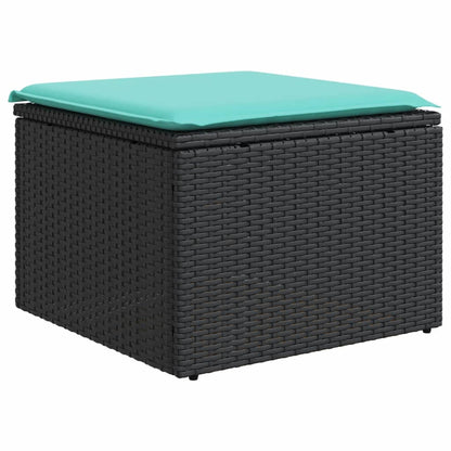 9-teiliges Gartensofa-Set mit Kissen, schwarzes Polyrattan