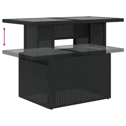 10-teiliges Gartensofa-Set mit Kissen, schwarzes Polyrattan