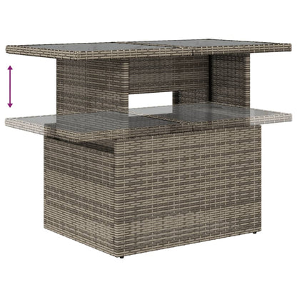 10-teiliges Gartensofa-Set mit Kissen, grau, Polyrattan