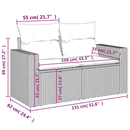 6-tlg. Garten-Sofagarnitur mit Kissen Hellgrau Poly Rattan