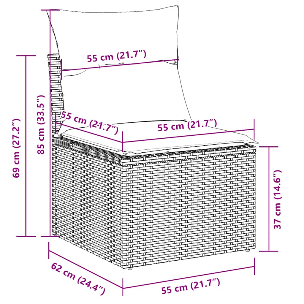 5-tlg. Garten-Sofagarnitur mit Kissen Beige Poly Rattan