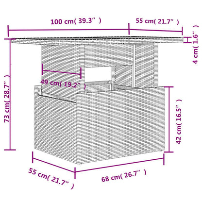10-tlg. Garten-Sofagarnitur mit Kissen Braun Poly Rattan