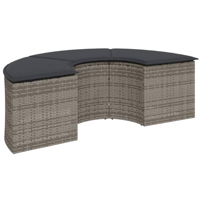 2-tlg. Garten-Sofagarnitur Halbrund Grau Poly Rattan