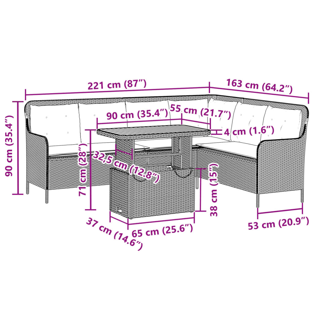 2-tlg. Garten-Sofagarnitur mit Auflagen Schwarz Poly Rattan