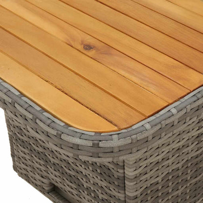 3-tlg. Garten-Lounge-Set mit Kissen Grau Poly Rattan