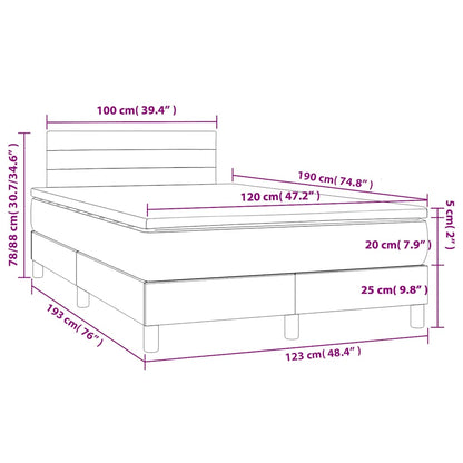 Boxspringbett mit Matratze Hellgrau 120x190 cm Stoff