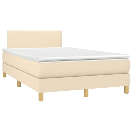 Boxspringbett mit Matratze Creme 120x190 cm Stoff