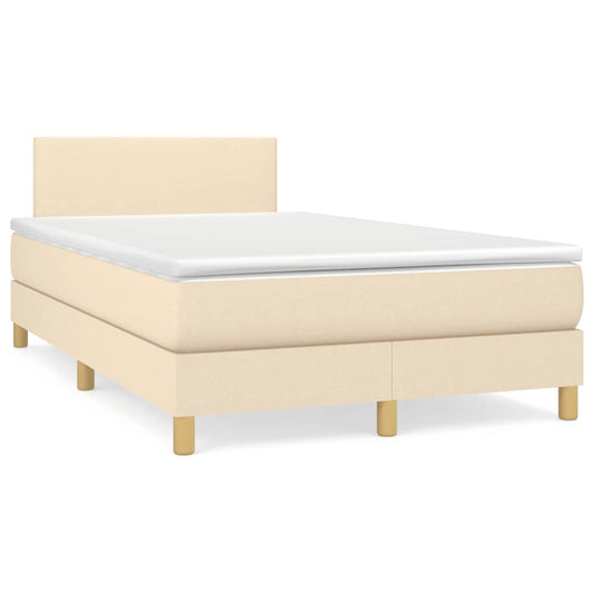 Boxspringbett mit Matratze Creme 120x190 cm Stoff