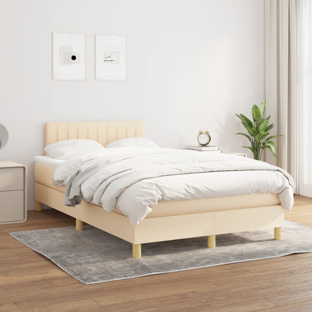 Boxspringbett mit Matratze Creme 120x190 cm Stoff