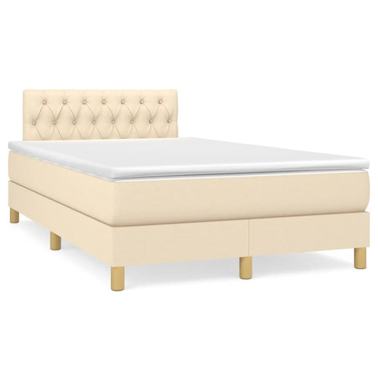 Boxspringbett mit Matratze Creme 120x190 cm Stoff