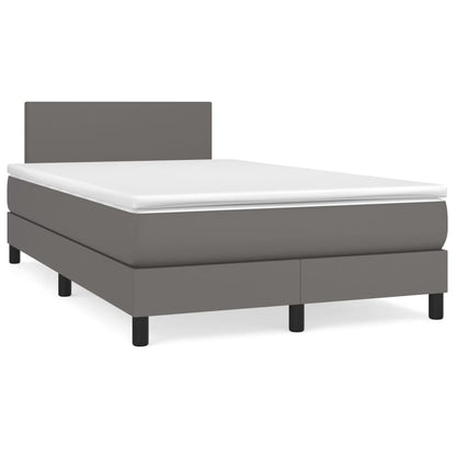 Boxspringbett mit Matratze Grau 120x190 cm Kunstleder
