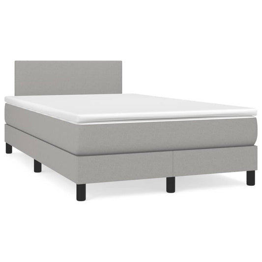 Boxspringbett mit Matratze & LED Hellgrau 120x190 cm Stoff