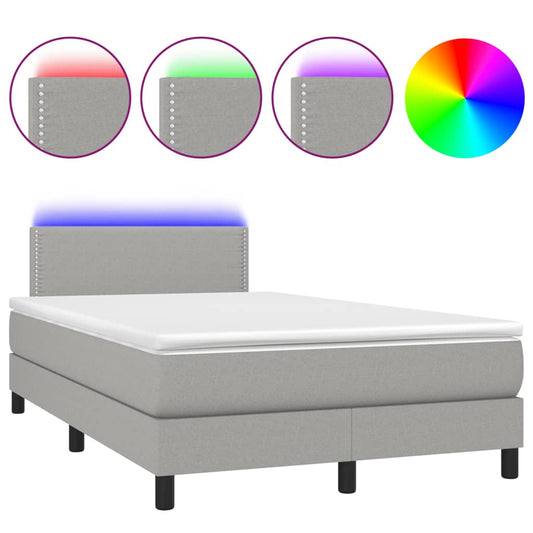 Boxspringbett mit Matratze & LED Hellgrau 120x190 cm Stoff