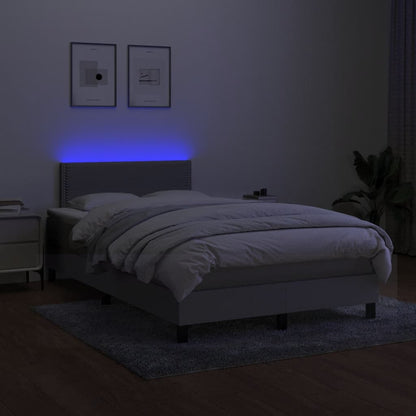 Boxspringbett mit Matratze & LED Hellgrau 120x190 cm Stoff