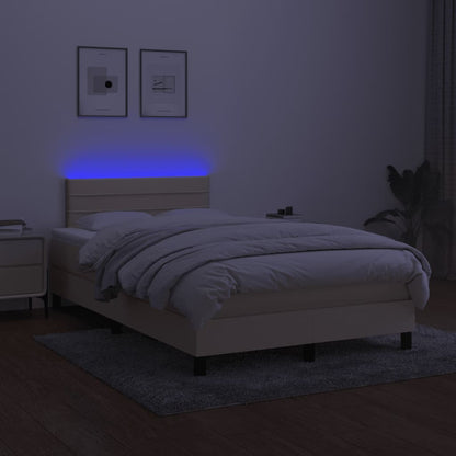 Boxspringbett mit Matratze & LED Creme 120x190 cm Stoff