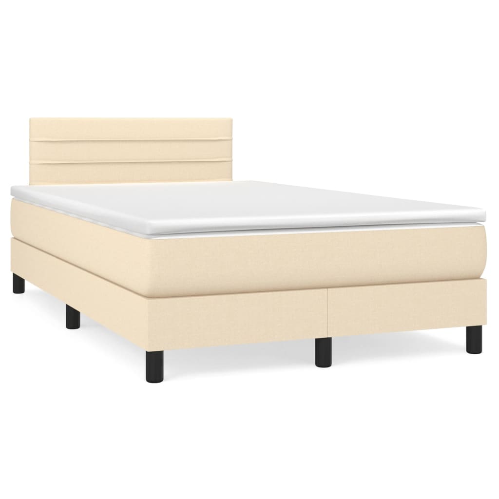 Boxspringbett mit Matratze & LED Creme 120x190 cm Stoff