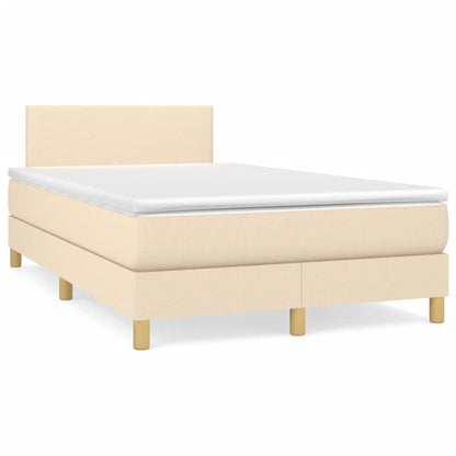 Boxspringbett mit Matratze & LED Creme 120x190 cm Stoff