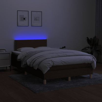 Boxspringbett mit Matratze & LED Dunkelbraun 120x190 cm Stoff