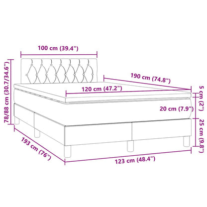 Boxspringbett mit Matratze & LED Dunkelbraun 120x190 cm Stoff