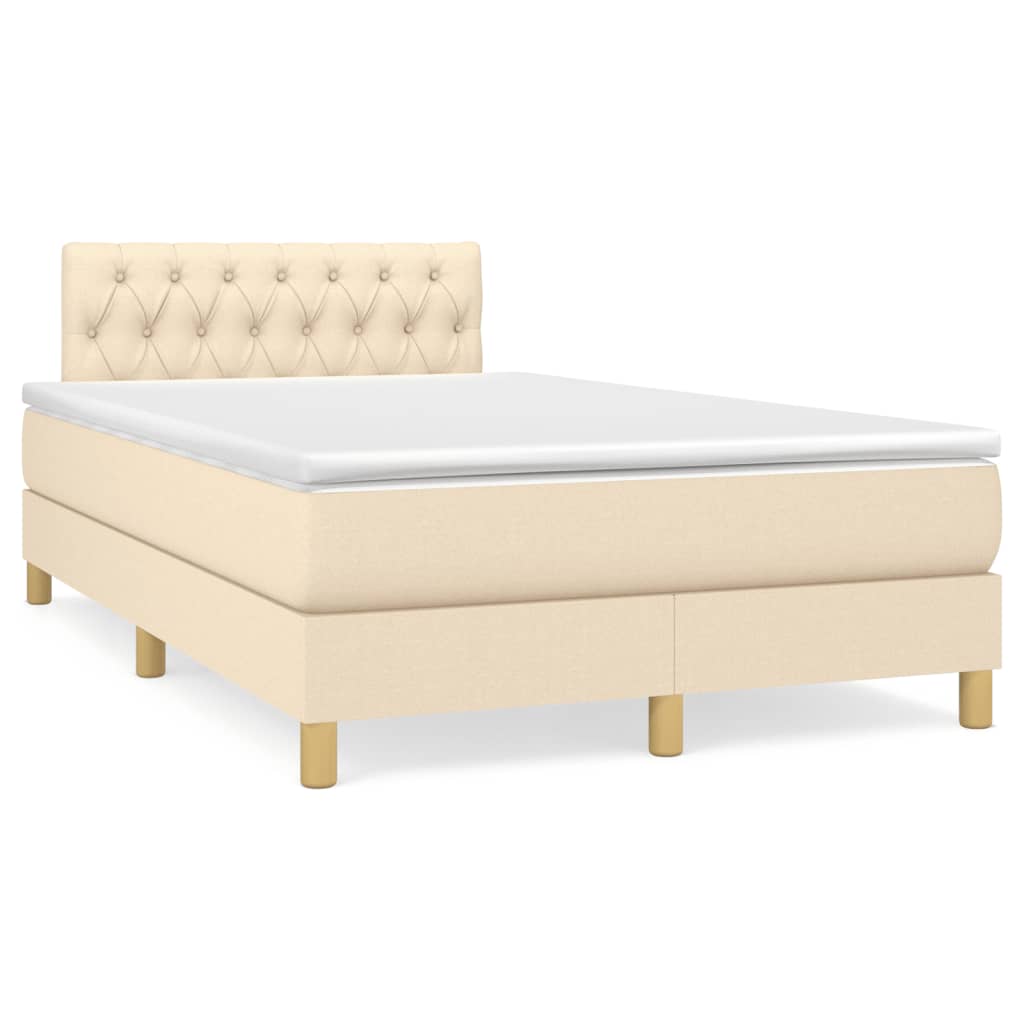 Boxspringbett mit Matratze & LED Creme 120x190 cm Stoff