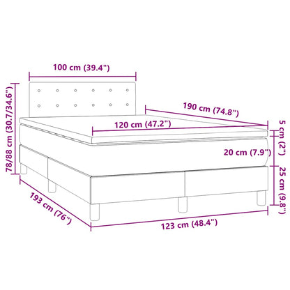 Boxspringbett mit Matratze & LED Dunkelbraun 120x190 cm Stoff