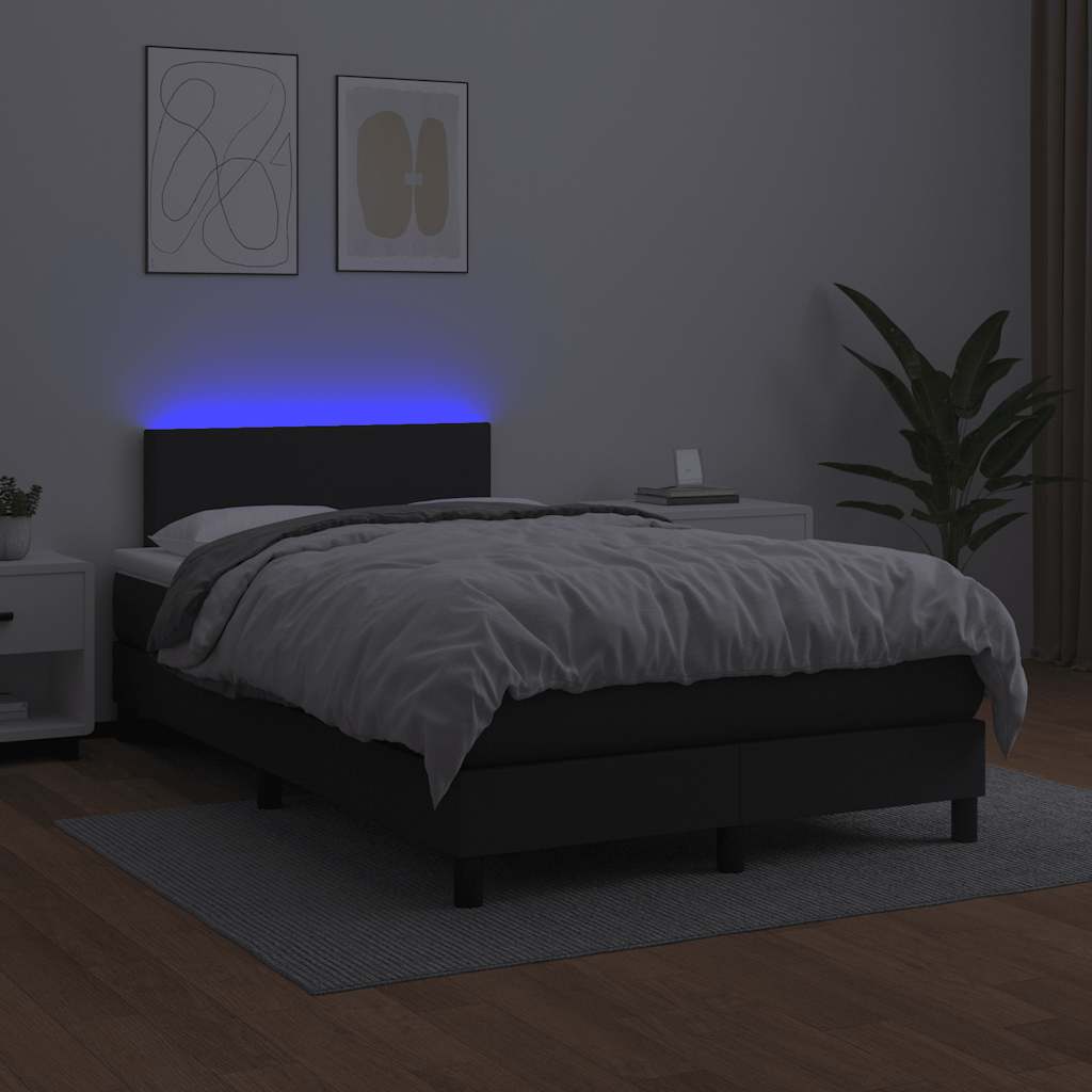 Boxspringbett mit Matratze & LED Schwarz 120x190 cm Kunstleder