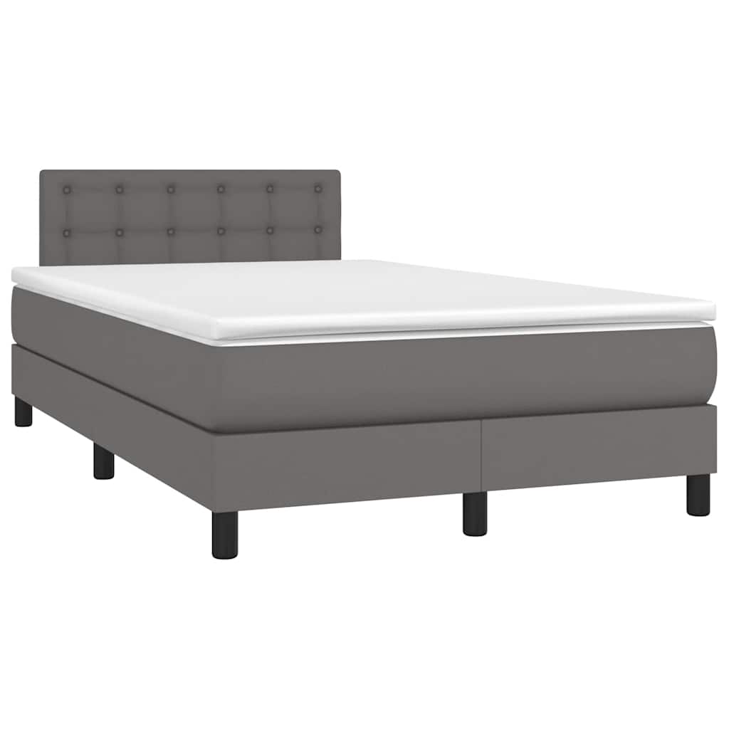 Boxspringbett mit Matratze & LED Grau 120x190 cm Kunstleder