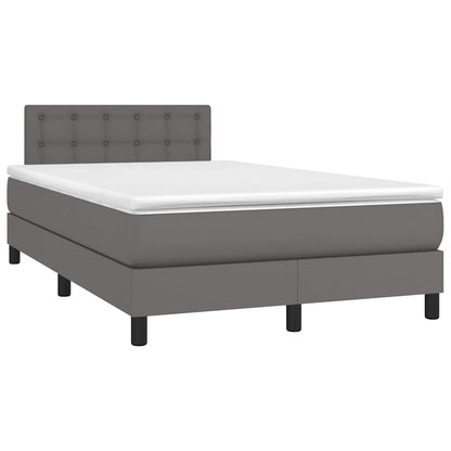 Boxspringbett mit Matratze & LED Grau 120x190 cm Kunstleder