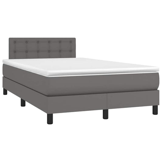 Boxspringbett mit Matratze & LED Grau 120x190 cm Kunstleder